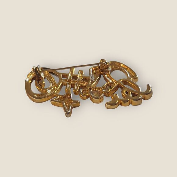 Typing Symbols Vintage Gold Brooch Pin Teacher English Star - Picture 6 of 8